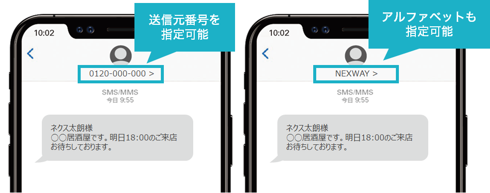送信元番号指定 - 番号・アルファベットを指定可能